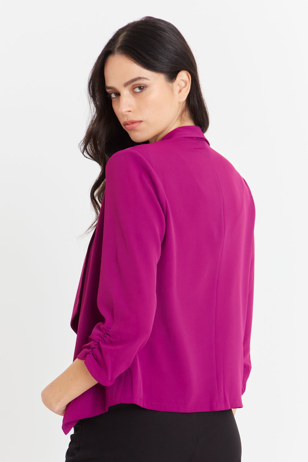 Blazer Entallado Manga Drapeada Morado