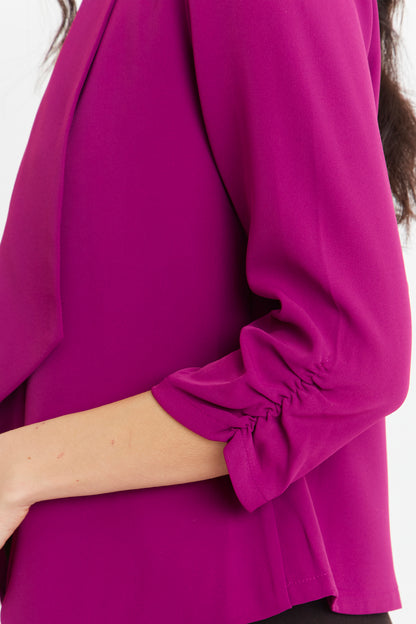 Blazer Entallado Manga Drapeada Morado