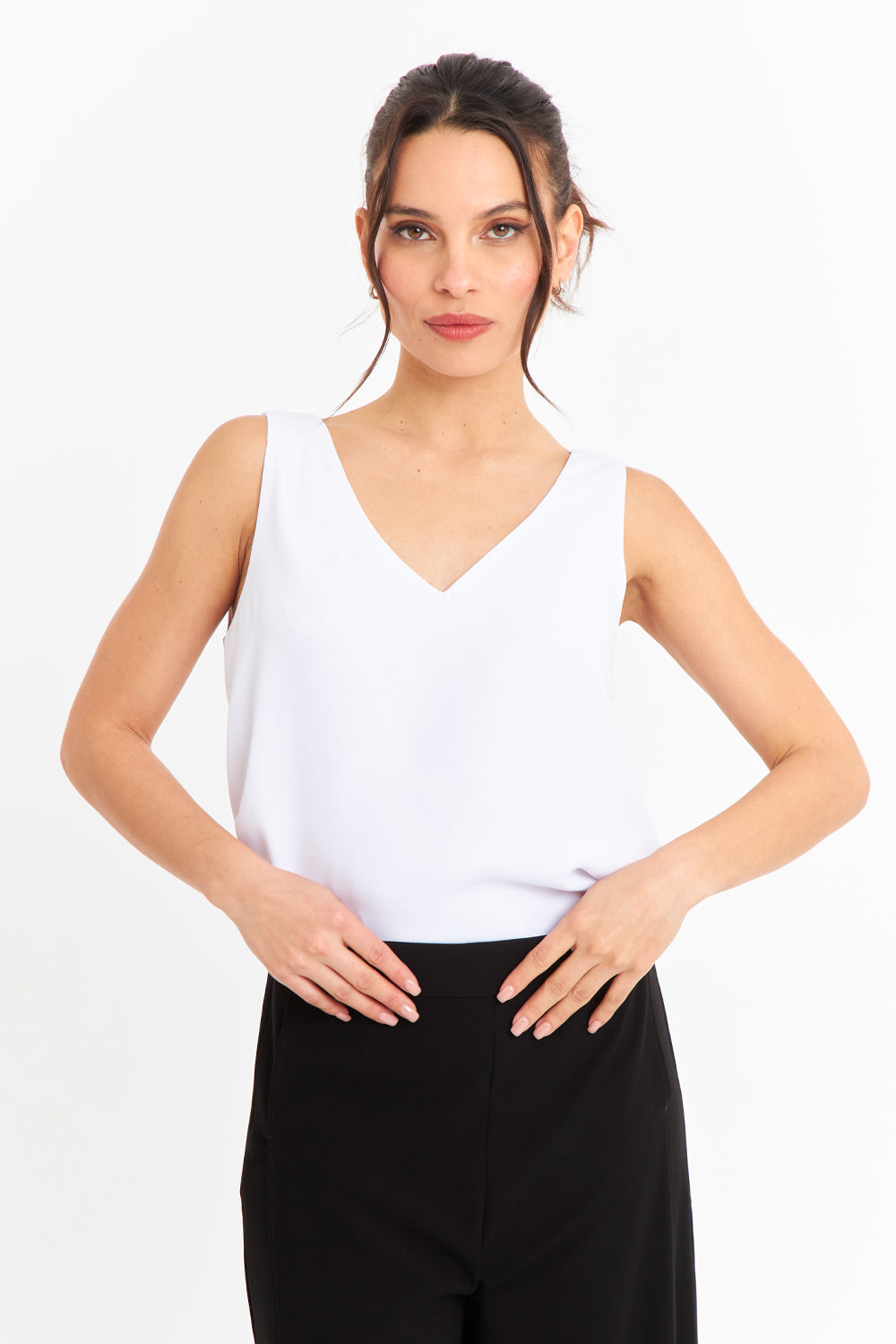 Blusa Básica Escote en V Blanco