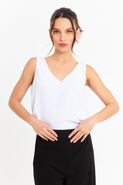 Blusa Básica Escote en V Blanco
