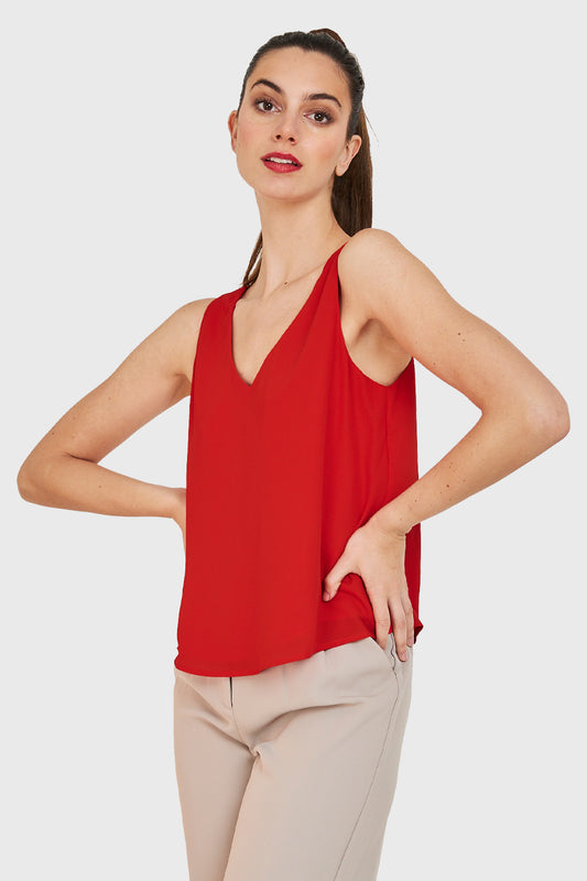 Blusa Básica Sin Mangas Rojo