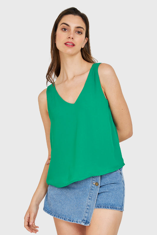 Blusa Básica Sin Mangas Verde