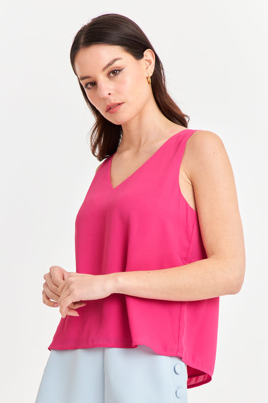 Blusa Básica Escote en V Rosado