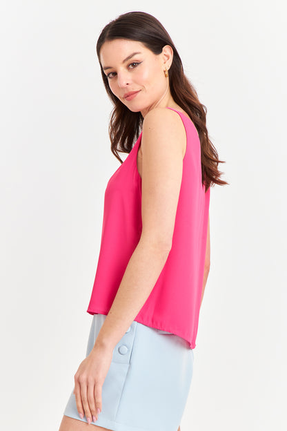 Blusa Básica Escote en V Rosado