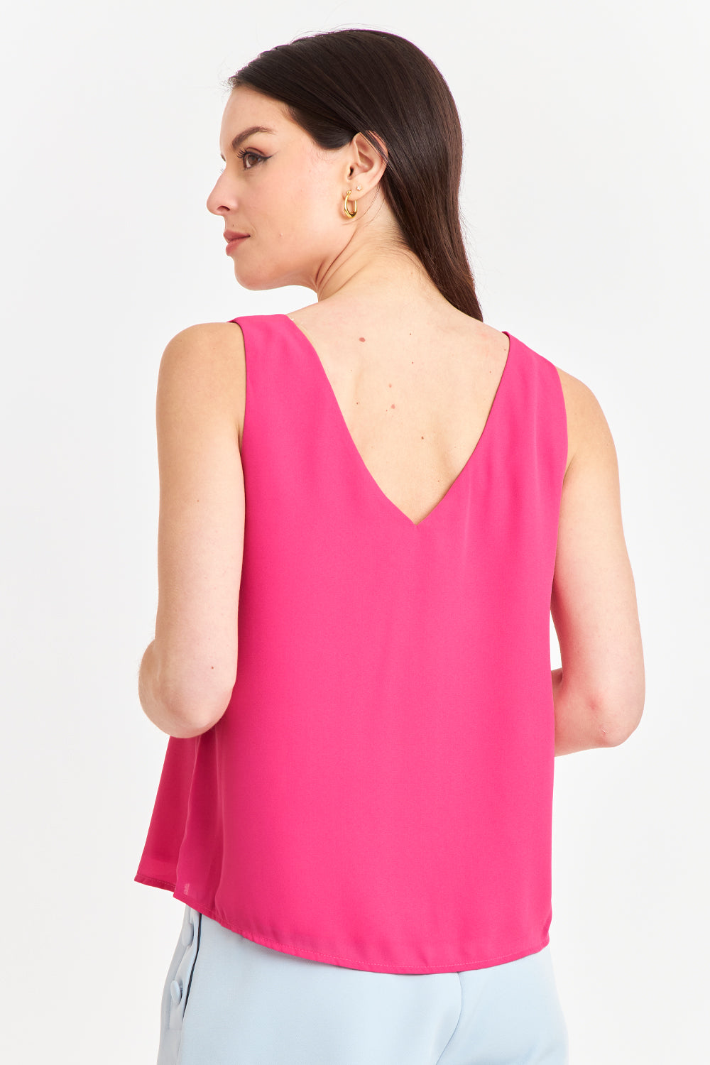 Blusa Básica Escote en V Rosado