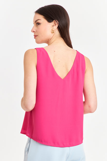 Blusa Básica Escote en V Rosado