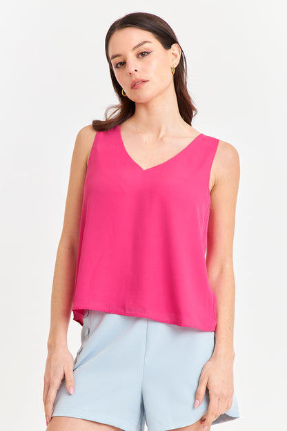 Blusa Básica Escote en V Rosado