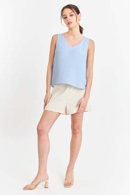 Blusa Básica Escote en V Celeste