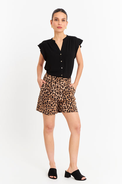 Blusa Cuello Mao Botones Negro