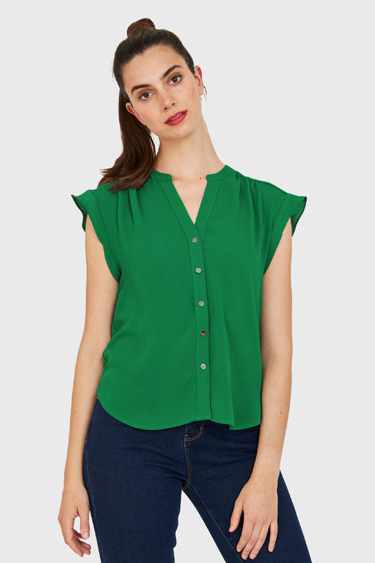Blusa Vuelos Hombros Verde