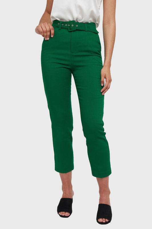 Pantalón Recto Cinturón Verde