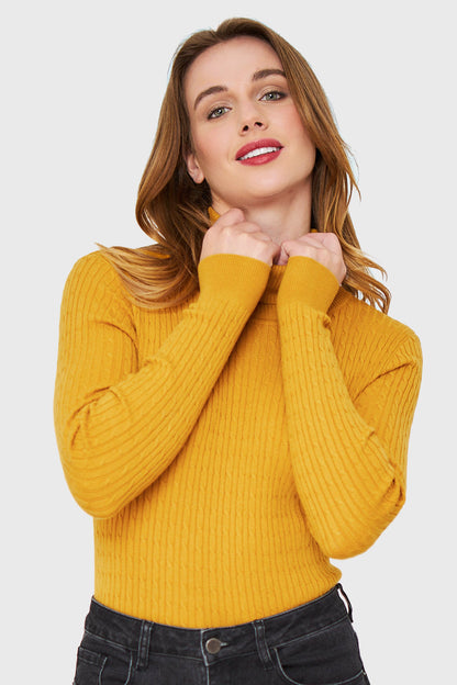 Sweater Tipo Cadenetas Mostaza