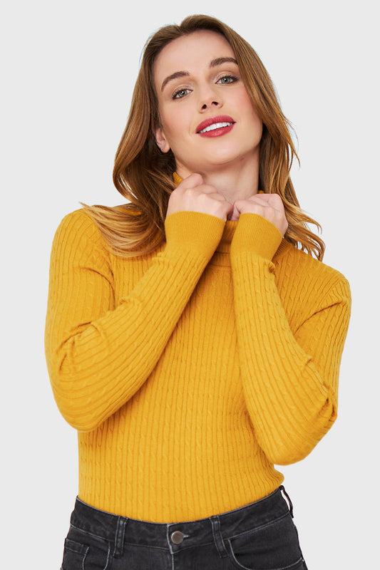 Sweater Tipo Cadenetas Mostaza