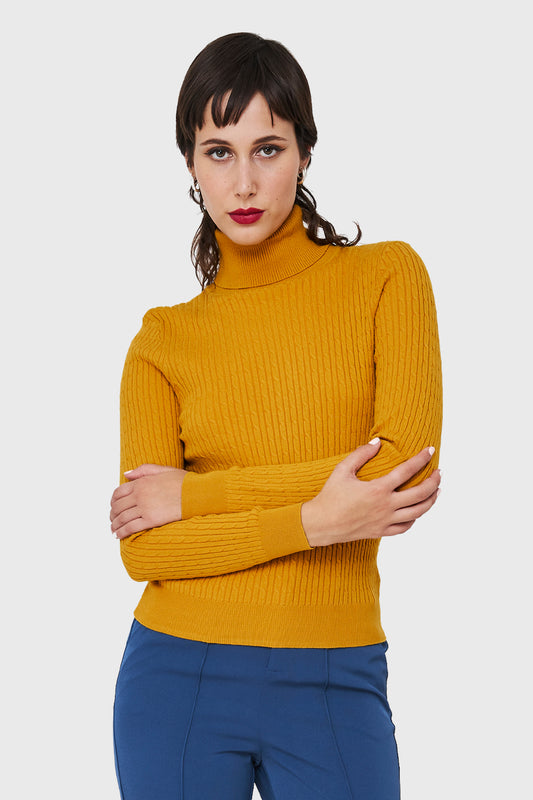 Sweater Tipo Cadenetas Mostaza
