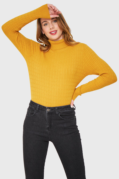 Sweater Tipo Cadenetas Mostaza
