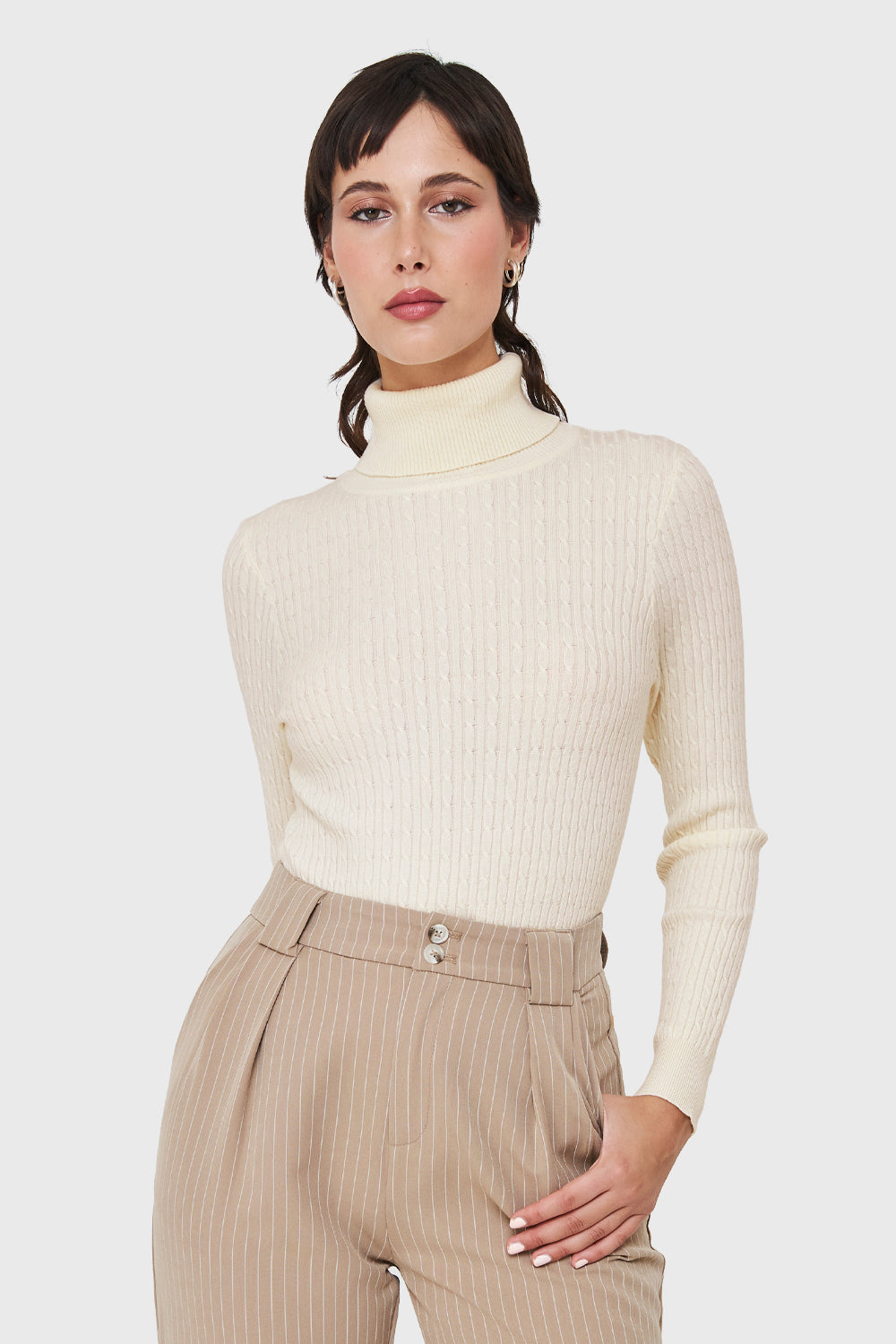 Sweater Tipo Cadenetas Blanco Invierno