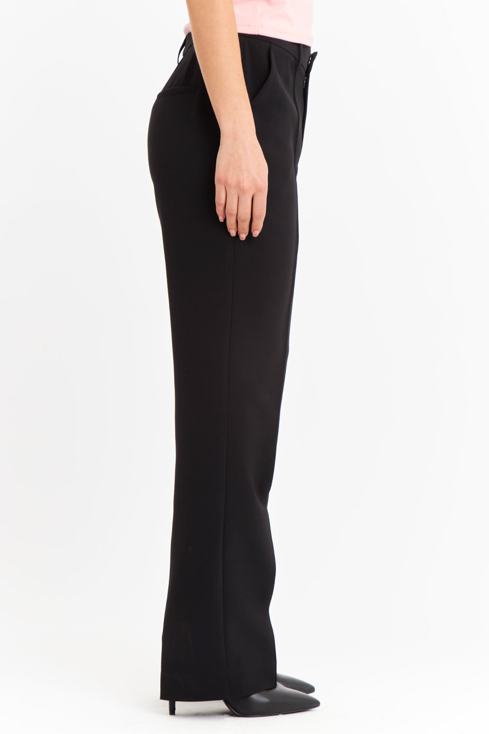 Pantalón Vestir Costuras Frontales Negro