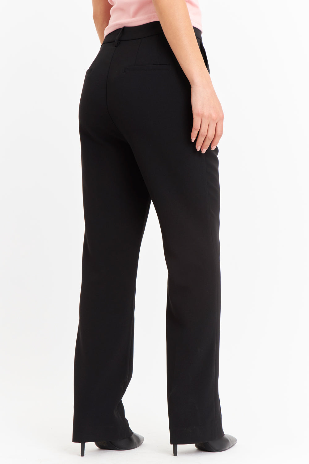 Pantalón Vestir Costuras Frontales Negro