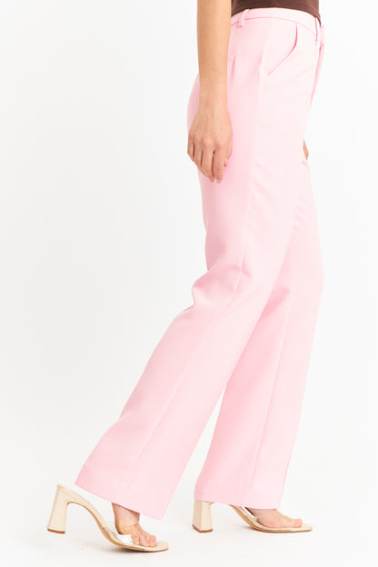 Pantalón Costuras Frontales Recto Rosado