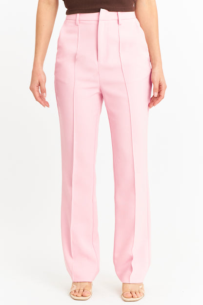 Pantalón Costuras Frontales Recto Rosado