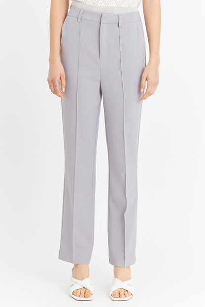 Pantalón Vestir Costuras Frontales Gris