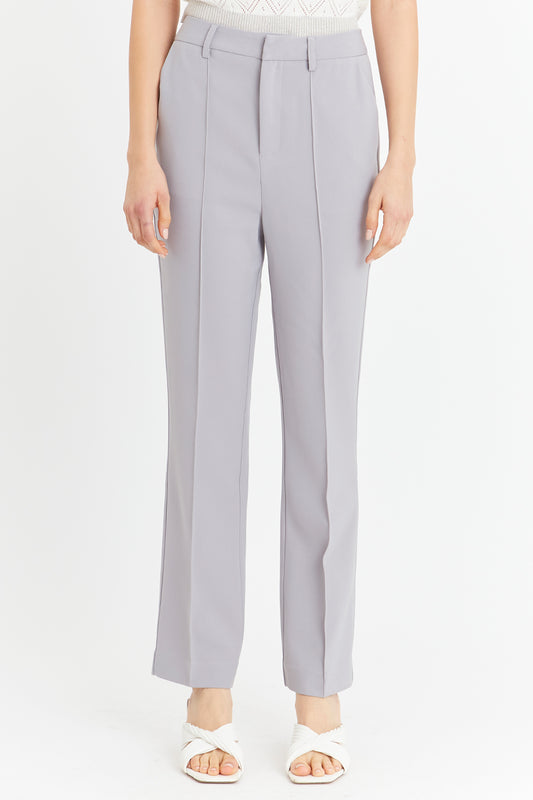 Pantalón Vestir Costuras Frontales Gris