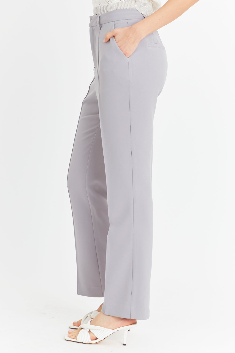 Pantalón Vestir Costuras Frontales Gris