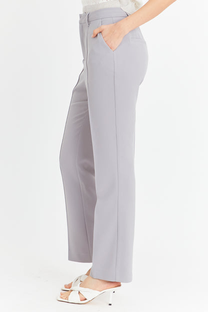 Pantalón Vestir Costuras Frontales Gris