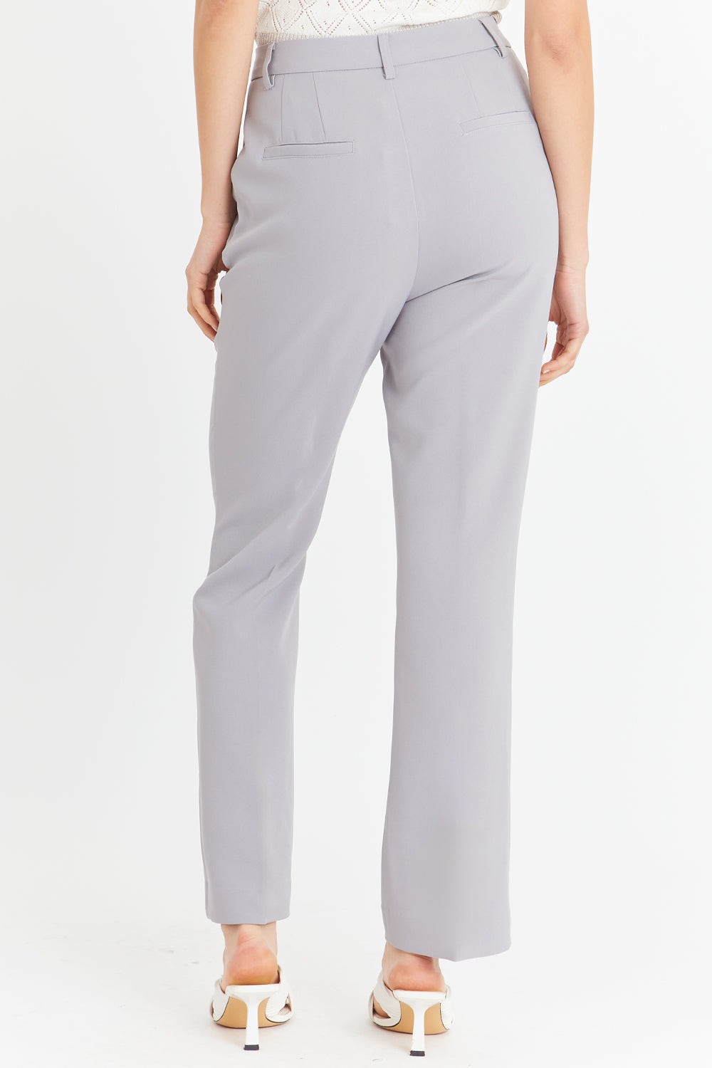 Pantalón Vestir Costuras Frontales Gris