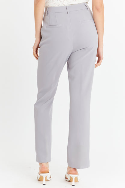 Pantalón Vestir Costuras Frontales Gris