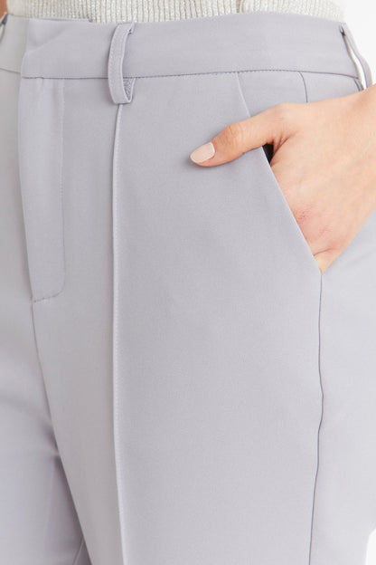 Pantalón Vestir Costuras Frontales Gris