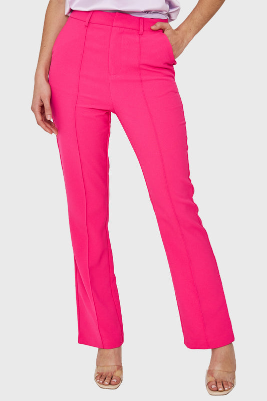Pantalón Costuras Frontales Recto Fucsia