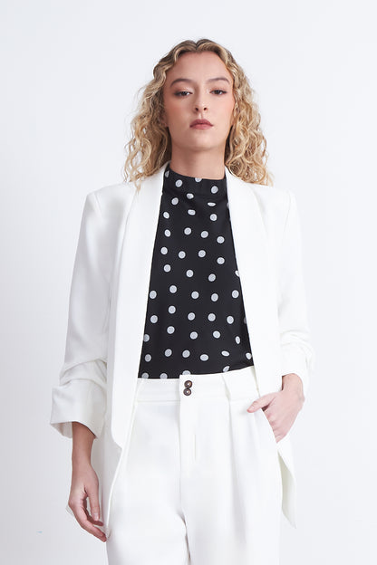 Blazer Manga 3/4 Ajustado con Solapas Blanco
