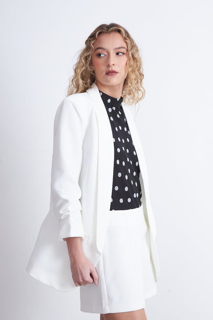 Blazer Manga 3/4 Ajustado con Solapas Blanco