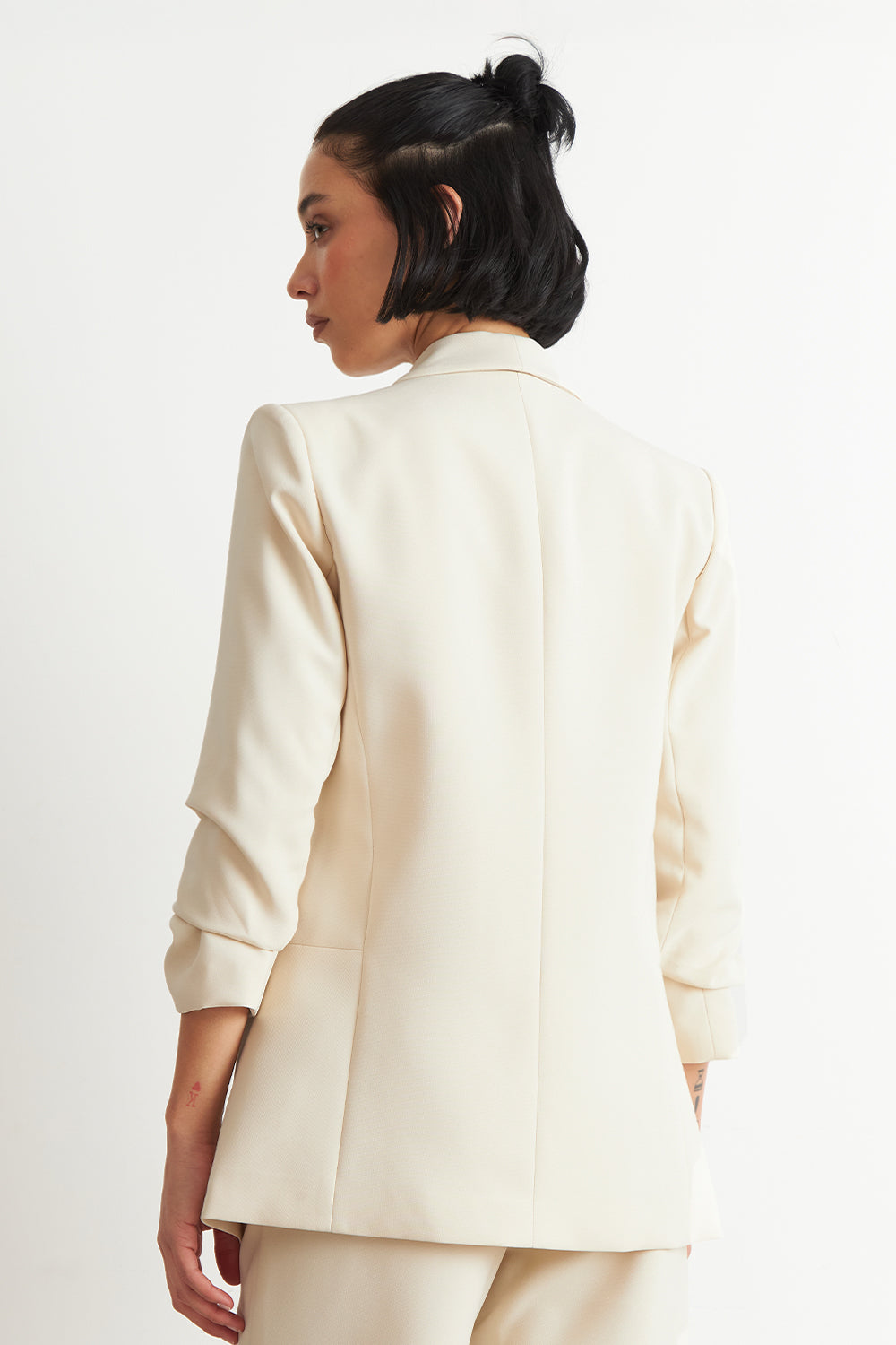 Blazer Manga 3/4 Ajustado con Solapas Blanco Nicopoly