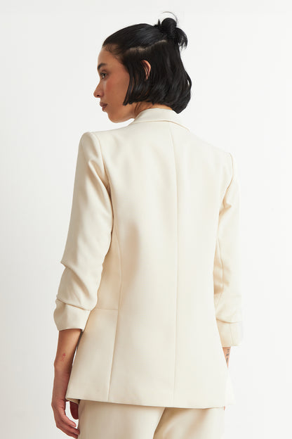 Blazer Manga 3/4 Ajustado con Solapas Blanco Nicopoly