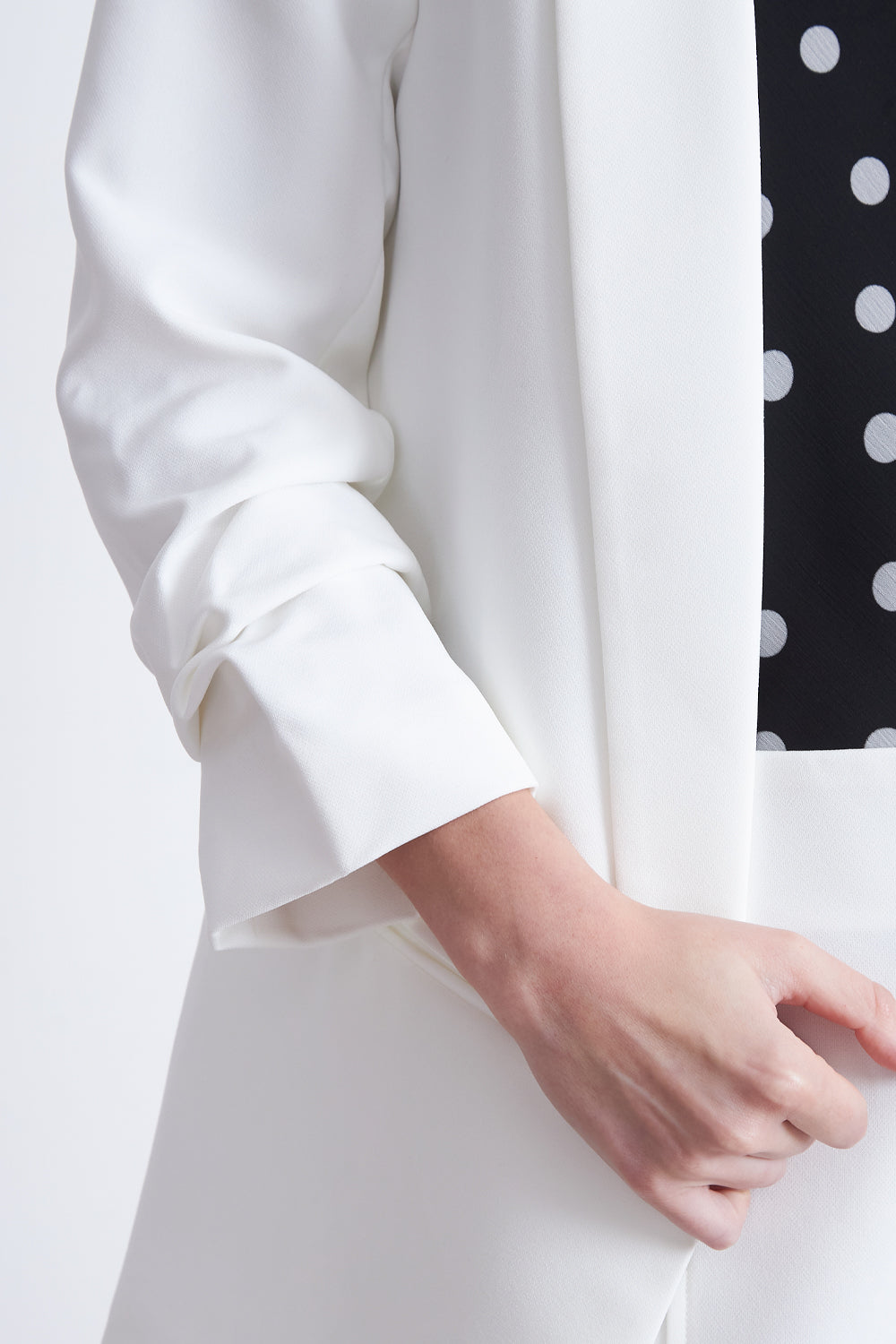 Blazer Manga 3/4 Ajustado con Solapas Blanco