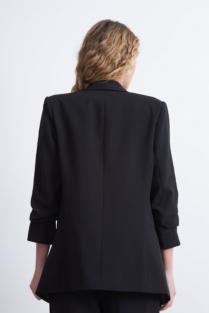 Blazer Manga 3/4 Ajustado con Solapas Negro