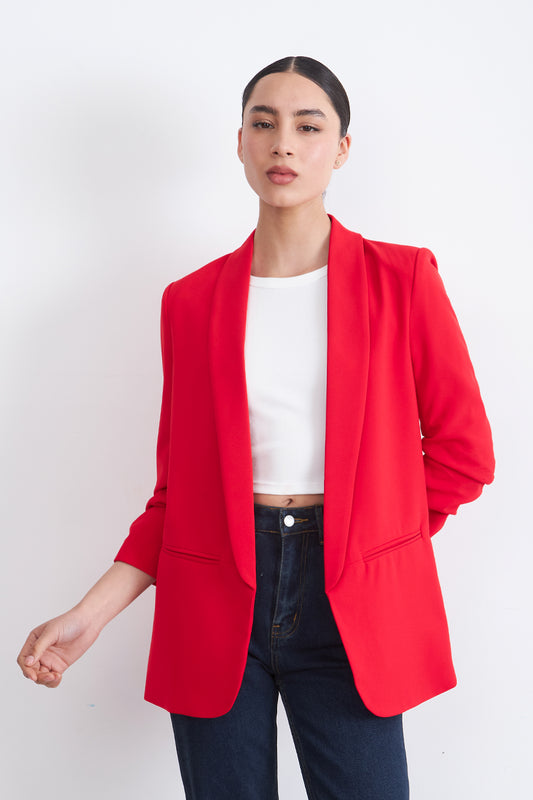 Blazer Manga 3/4 Ajustado con Solapas Rojo