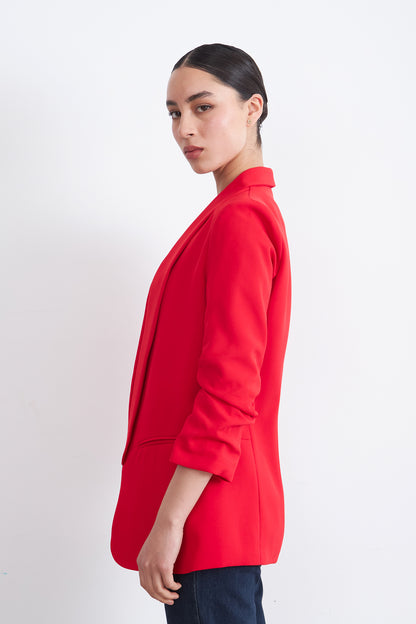 Blazer Manga 3/4 Ajustado con Solapas Rojo