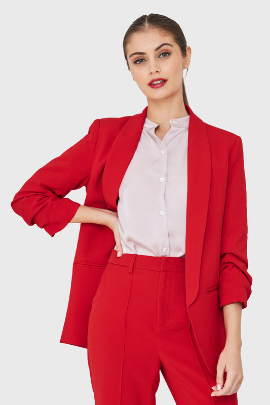 Blazer Mangas Drapeadas 3/4 Rojo