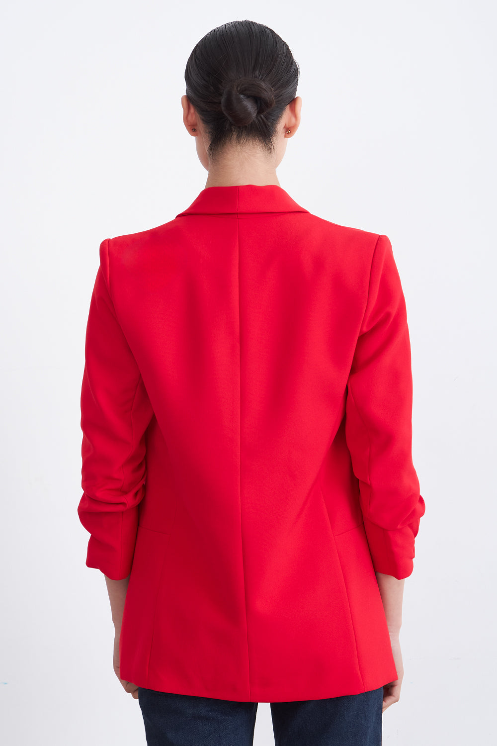 Blazer Manga 3/4 Ajustado con Solapas Rojo