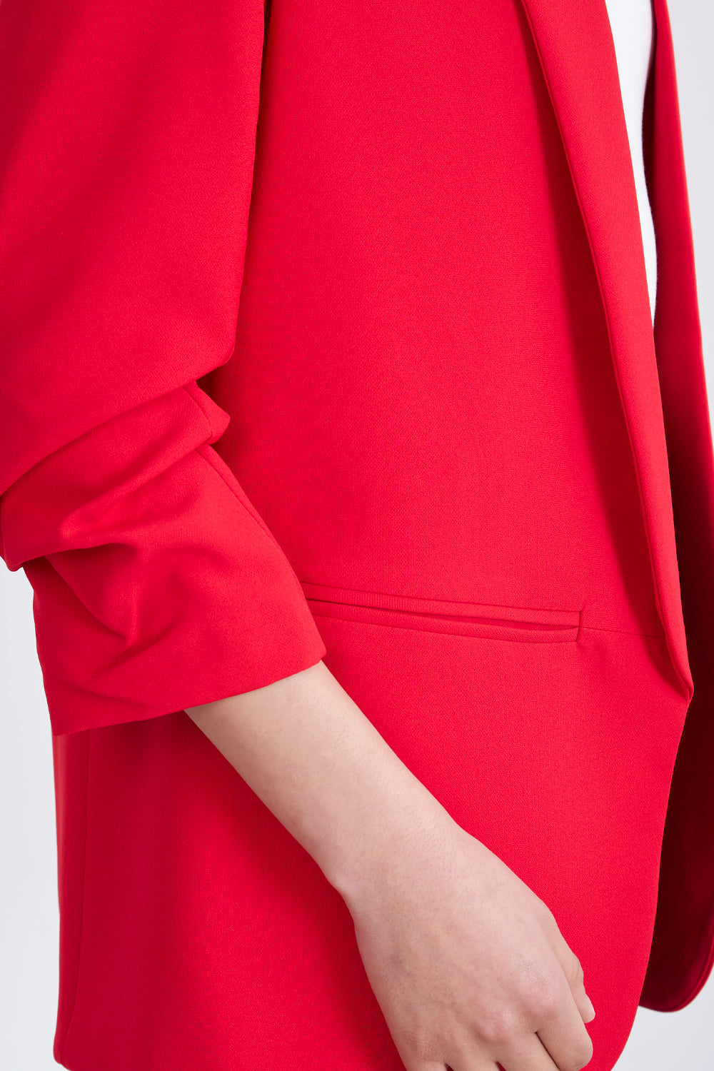 Blazer Manga 3/4 Ajustado con Solapas Rojo