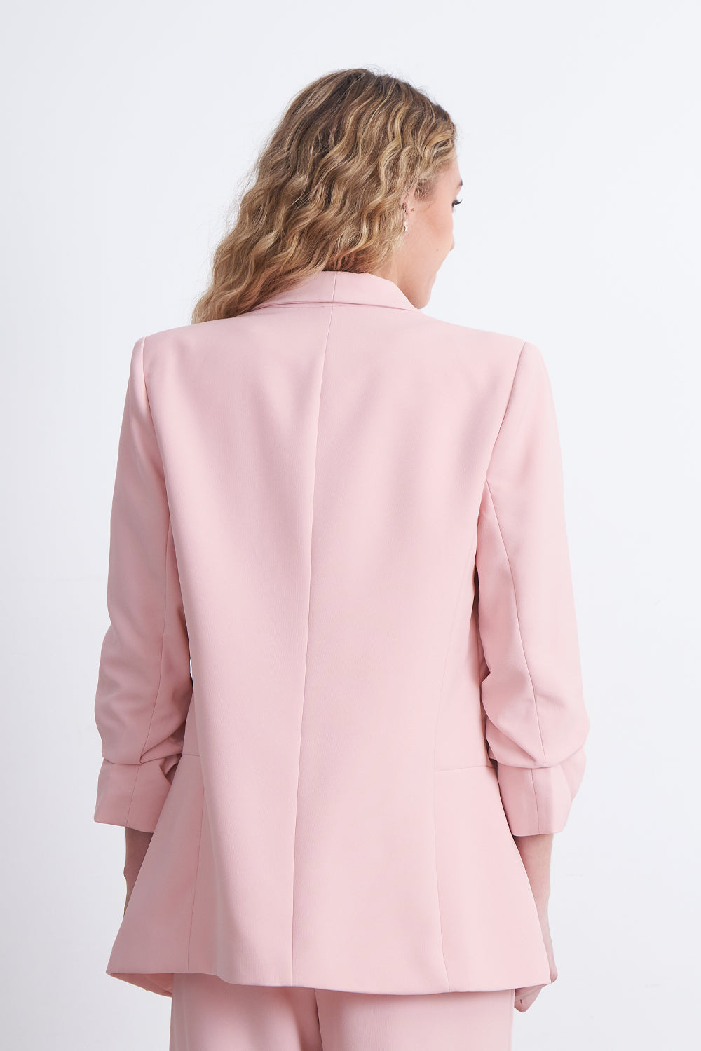 Blazer Manga 3/4 Ajustado con Solapas Rosado