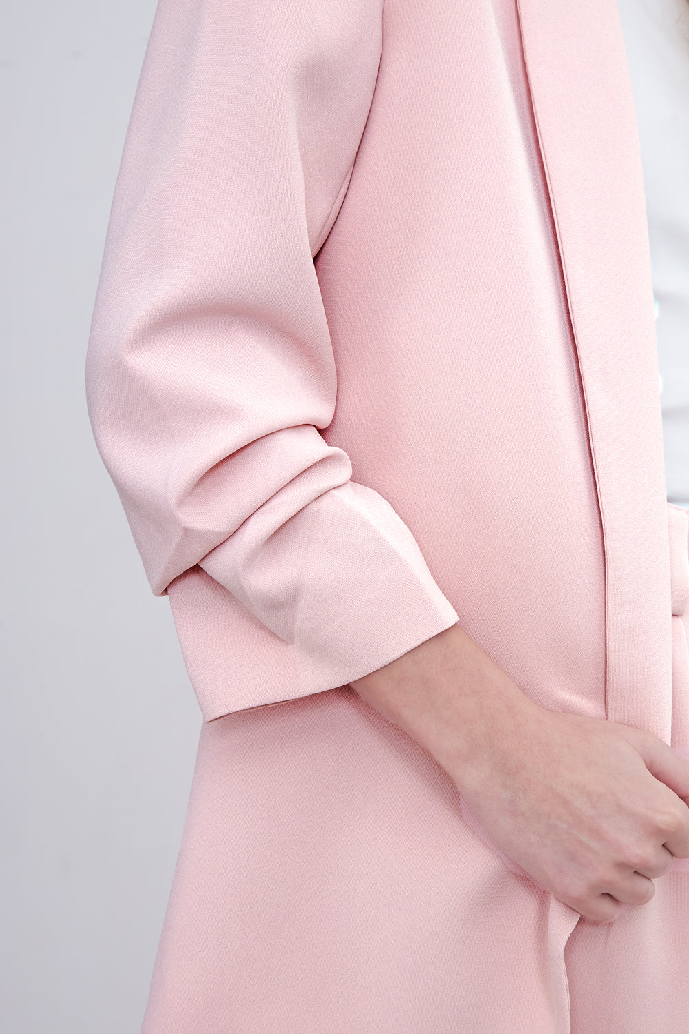 Blazer Manga 3/4 Ajustado con Solapas Rosado