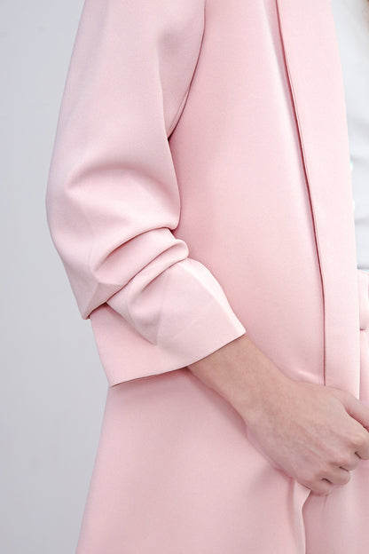 Blazer Manga 3/4 Ajustado con Solapas Rosado