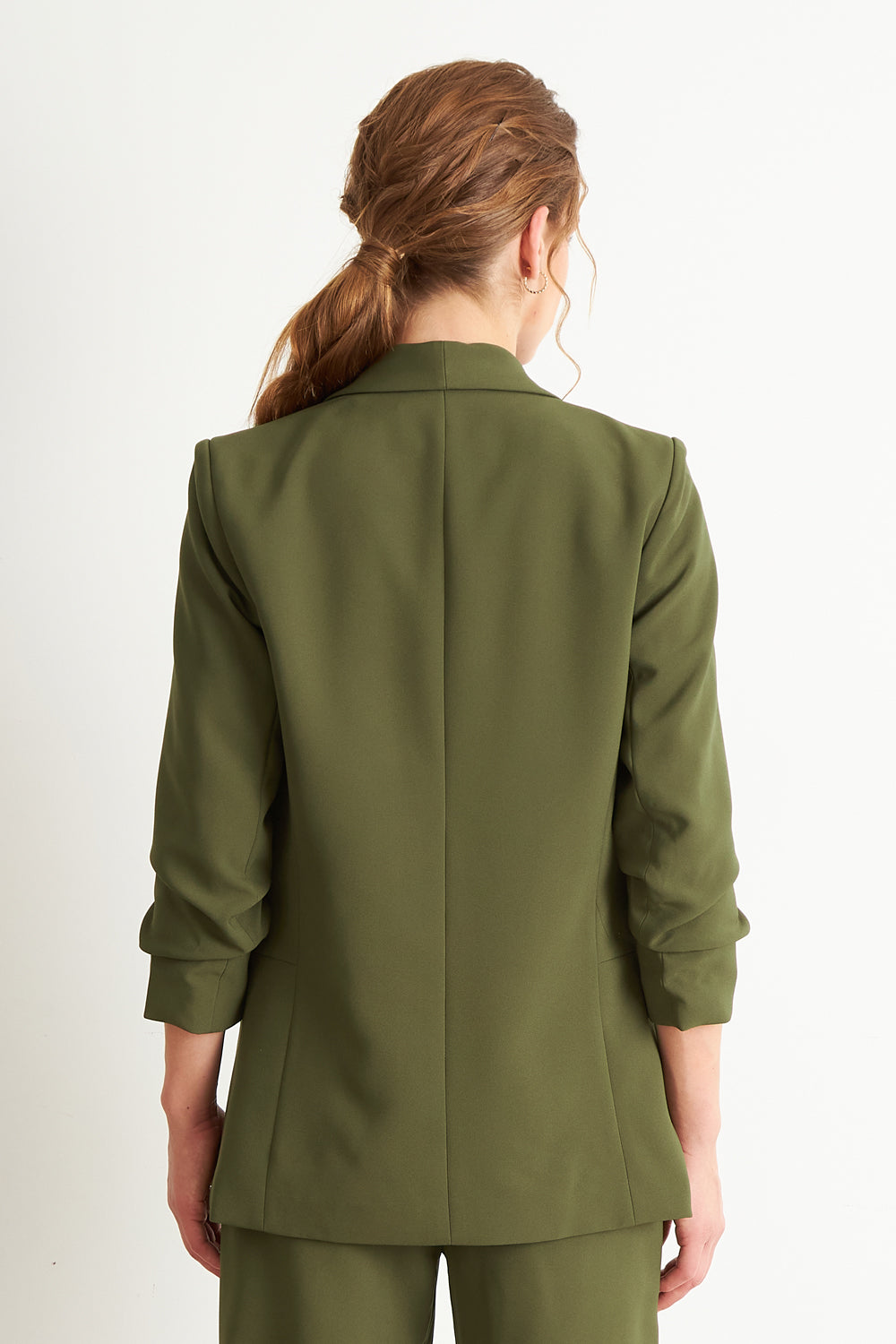 Blazer Manga 3/4 Ajustado con Solapas Oliva