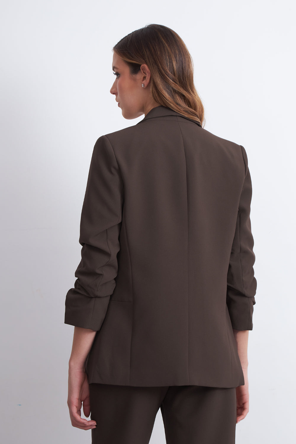 Blazer Manga 3/4 Ajustado con Solapas Mocca