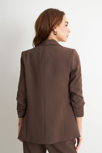 Blazer Manga 3/4 Ajustado con Solapas Mocca