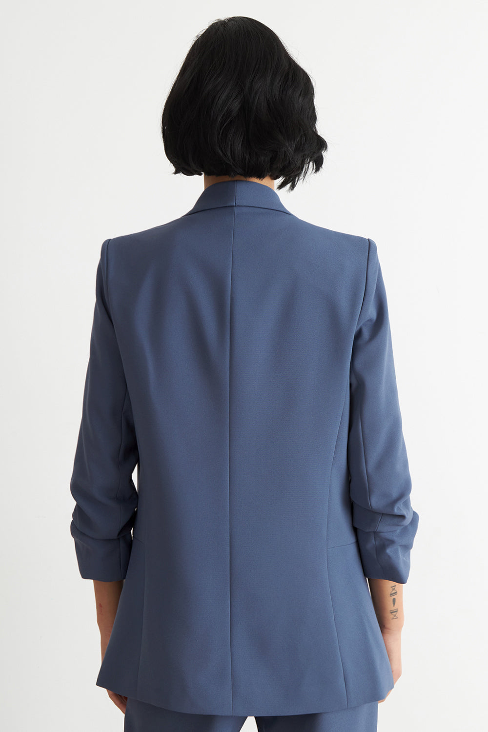 Blazer Manga 3/4 Ajustado con Solapas Azul